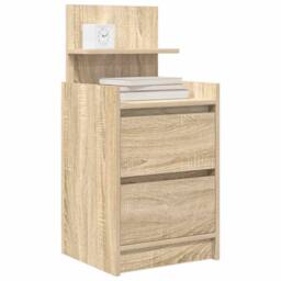 Berkfield Home Durable Bedside Cabinet with 2 Drawers Sonoma Oak 38x34x80 cm in Light Tan - Size: 38 x 34 x 80 cm - thumbnail 4