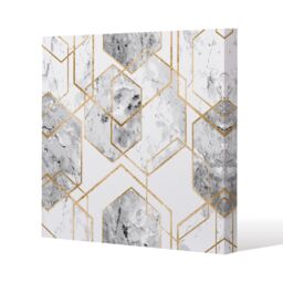 Benjamin Tate Design Geometric marble pattern with gold glitter (Canvas Print) / 46 x 46 x 4cm in Natural - Size: 46 x 46 x 4 cm - thumbnail 1