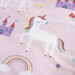 Happy Linen Company Kids Castle Unicorns Princess Reversible Duvet Cover Bedding Set in Pink - Size: Single - thumbnail 3
