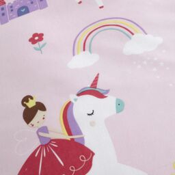 Happy Linen Company Kids Castle Unicorns Princess Reversible Duvet Cover Bedding Set in Pink - Size: Single - thumbnail 5