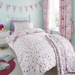 Happy Linen Company Kids Castle Unicorns Princess Reversible Duvet Cover Bedding Set in Pink - Size: Single - thumbnail 2