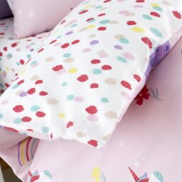 Happy Linen Company Kids Castle Unicorns Princess Reversible Duvet Cover Bedding Set in Pink - Size: Single - thumbnail 4