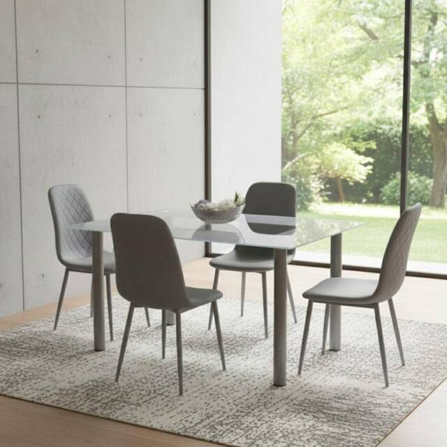 KOSY KOALA Grey Glass Dining Table Set With 4 Chairs Kitchen Dining Furniture - image 1