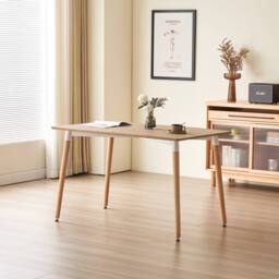 Comfy Living Ltd Piece Dining Set With Oak Wooden Top & 4 Grey Chairs With Metal Detailing in Light Oak - thumbnail 5