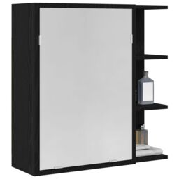 Berkfield Home Black Oak Bathroom Mirror Cabinet - 62.5 x 20.5 x 64 cm - Made of Engineered Wood - thumbnail 3
