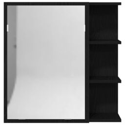 Berkfield Home Black Oak Bathroom Mirror Cabinet - 62.5 x 20.5 x 64 cm - Made of Engineered Wood - thumbnail 7