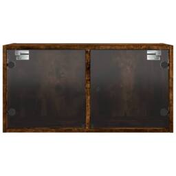 Berkfield Home Wall Cabinets with Glass Doors 2 pcs Smoked Oak 68.5x37x35 cm in Brown - thumbnail 7