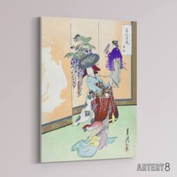 "Artery8 Dancing Woman Japanese Performer Canvas Wall Art Print Gekko - Size: W18"" x H24""" - thumbnail 2