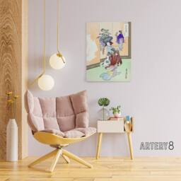 "Artery8 Dancing Woman Japanese Performer Canvas Wall Art Print Gekko - Size: W18"" x H24""" - thumbnail 3