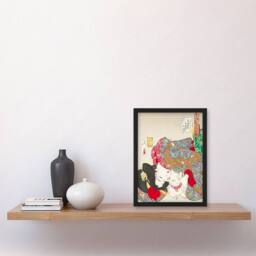 Artery8 Yoshitoshi Woman With Pet Cat Vintage Japanese Ukiyoe Framed Art Print - Size: A4 - thumbnail 4