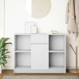 Berkfield Home Sideboard with Drawer White 101x35x76 cm Engineered Wood - Size: 101 x 35 x 76 cm - thumbnail 3