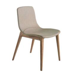 Angel Cerda Beige Upholstered Dining Chair with Walnut-Coloured - thumbnail 1