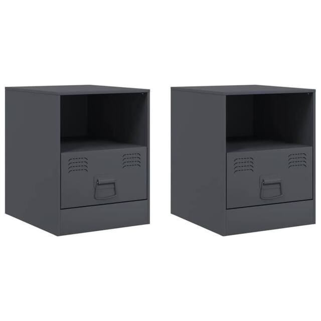 Berkfield Home Bedside Cabinets 2 pcs Anthracite 34.5x39x44 cm Steel in Dark Grey - image 1
