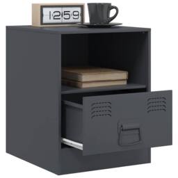 Berkfield Home Bedside Cabinets 2 pcs Anthracite 34.5x39x44 cm Steel in Dark Grey - thumbnail 4