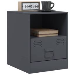 Berkfield Home Bedside Cabinets 2 pcs Anthracite 34.5x39x44 cm Steel in Dark Grey - thumbnail 3