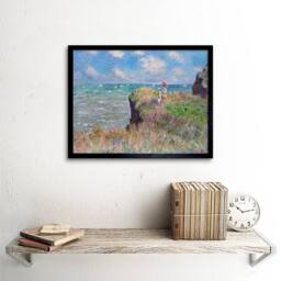 "Artery8 Claude Monet Cliff Walk At Pourville Home Decor 12x16"" Framed Art in Blue - Size: W12"" x H16""" - thumbnail 2