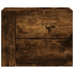 Berkfield Home Wall-mounted Bedside Cabinet Smoked Oak 45x30x35 cm in Brown - Size: 45 x 30 x 35 cm - thumbnail 4
