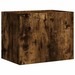 Berkfield Home Wall-mounted Bedside Cabinet Smoked Oak 45x30x35 cm in Brown - Size: 45 x 30 x 35 cm - thumbnail 6