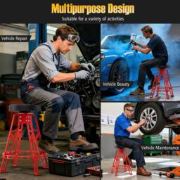 "Costway 28"" Swivel Shop Stool Garage Chair w/ Round Padded Seat Mechanic Stool" - thumbnail 7