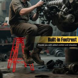 "Costway 28"" Swivel Shop Stool Garage Chair w/ Round Padded Seat Mechanic Stool" - thumbnail 6