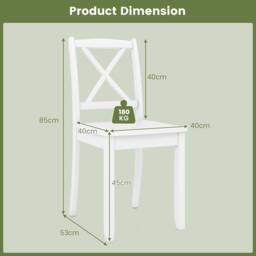 Costway 2PCS Dining Chair Kitchen Side Chairs Farmhouse Armless Dinette Chairs in White - thumbnail 3