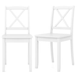 Costway 2PCS Dining Chair Kitchen Side Chairs Farmhouse Armless Dinette Chairs in White - thumbnail 2