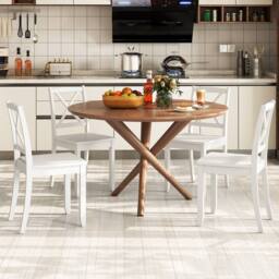 Costway 2PCS Dining Chair Kitchen Side Chairs Farmhouse Armless Dinette Chairs in White - thumbnail 5