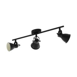 Loops Flush Ceiling Light 3 Spots Colour Black Shade Bulb GU10 3x3.3W Included - thumbnail 1