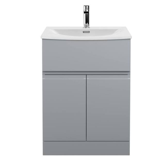 Balterley Mavesyn 2 Door 1 Drawer Vanity Basin Unit, Satin Grey, 600mm in Grey - image 1