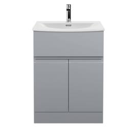 Balterley Mavesyn 2 Door 1 Drawer Vanity Basin Unit, Satin Grey, 600mm in Grey