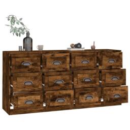 Berkfield Home Sideboards 2 pcs Smoked Oak Engineered Wood in Brown - thumbnail 4