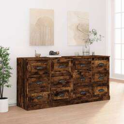 Berkfield Home Sideboards 2 pcs Smoked Oak Engineered Wood in Brown - thumbnail 2