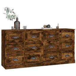 Berkfield Home Sideboards 2 pcs Smoked Oak Engineered Wood in Brown - thumbnail 1