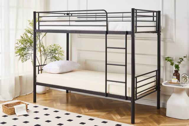 Crazy Price Beds Ltd Newby Industrial Metal Bunk Bed in Black - Size: Single - image 1