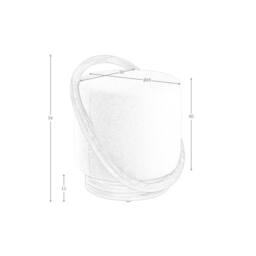 Angel Cerda White Fabric Pouffe 52x47x54 cm Walnut-Coloured Base - Size: 52 x 47 x 54 cm - thumbnail 8