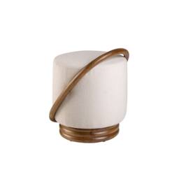 Angel Cerda White Fabric Pouffe 52x47x54 cm Walnut-Coloured Base - Size: 52 x 47 x 54 cm - thumbnail 6