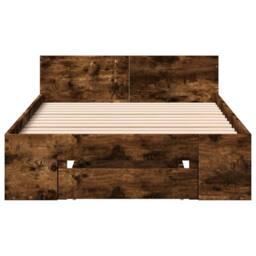 Berkfield Home Bed Frame with Drawer without Mattress Smoked Oak 100x200 cm in Brown - thumbnail 4