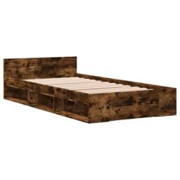 Berkfield Home Bed Frame with Drawer without Mattress Smoked Oak 100x200 cm in Brown - thumbnail 3