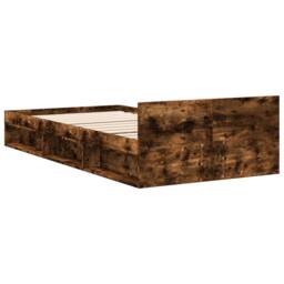 Berkfield Home Bed Frame with Drawer without Mattress Smoked Oak 100x200 cm in Brown - thumbnail 6