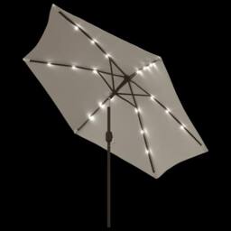 Berkfield Home LED Cantilever Umbrella 3 m Sand White - thumbnail 5