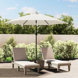 Berkfield Home LED Cantilever Umbrella 3 m Sand White - thumbnail 2