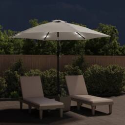 Berkfield Home LED Cantilever Umbrella 3 m Sand White - thumbnail 3