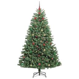 Berkfield Home Artificial Hinged Christmas Tree Green 180 cm PVC & Metal - thumbnail 3