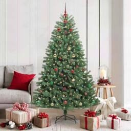 Berkfield Home Artificial Hinged Christmas Tree Green 180 cm PVC & Metal