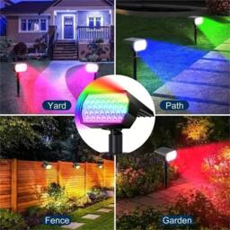 Kelvenix 4X RGB LED Solar Spot Light, Outdoor Garden Stake Pathway Lamp - thumbnail 4