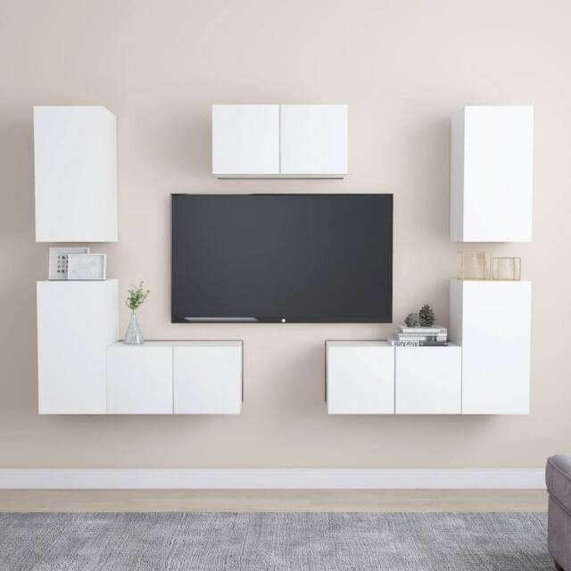 Berkfield Home 7 Piece TV Cabinet Set White Engineered Wood - image 1