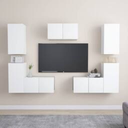 Berkfield Home 7 Piece TV Cabinet Set White Engineered Wood - thumbnail 1