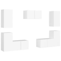 Berkfield Home 7 Piece TV Cabinet Set White Engineered Wood - thumbnail 2