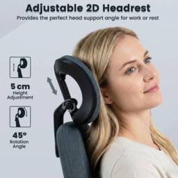 Gymax Ergonomic Work Chair Office Chair With Headrest & Rocking Backrest in Navy - thumbnail 5