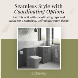 Balterley Bathroom Vanity Basin Unit, Chrome Handles, 600mm, Wood Grey - thumbnail 7